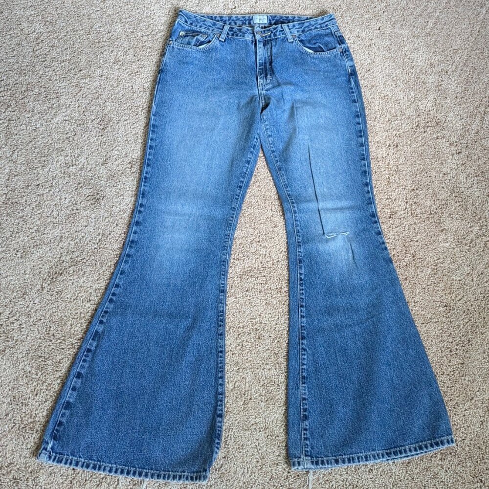 Calvin Klein Jeans Juniors 9 Blue 100% Cotton Xtreme Flare Bell Bottoms Y2K VTG